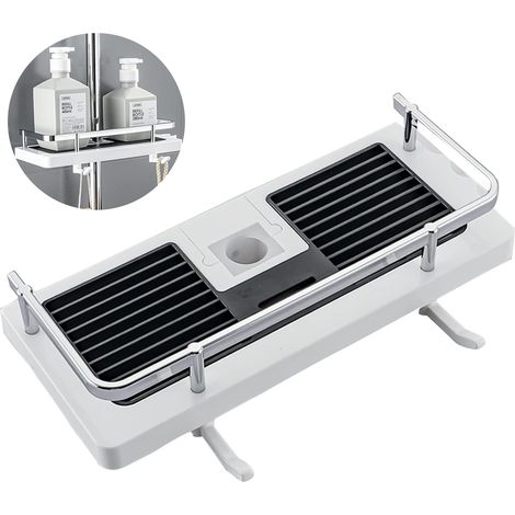 Support de douche sans perçage pour tringle 18-25 mm, accessoire suspendu avec pince pour rangement de salle de bain
