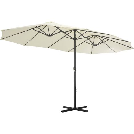 Ombrellone da esterno e palo in alluminio 460 x 270 cm sabbia 020008297