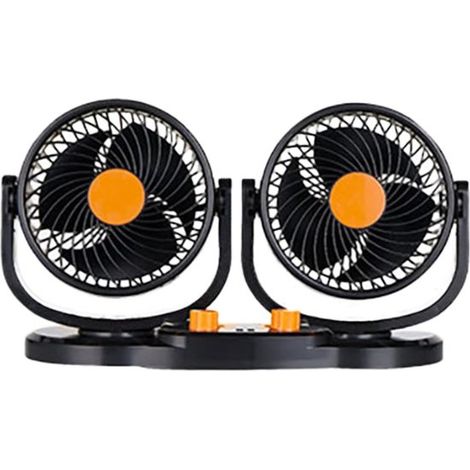 Ventilador USB para coche con 3 velocidades, cabezal doble giratorio de 360° y potente flujo de aire. (1/5)