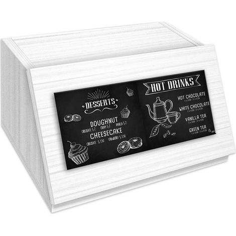 Lupia Portapane Legno Bianco BLACKBOARD, Contenitore Pane 40x20x30 cm (1/4)