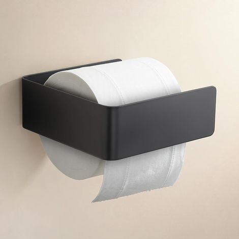 Dérouleur Papier Toilette sans Perçage, Noir Mat, Porte Rouleau Papier Toilette Adhésif en Acier Inoxydable Mural, Toilet Paper Holder Autocollant pour Salle de Bain, WC et Cuisine (1/5)