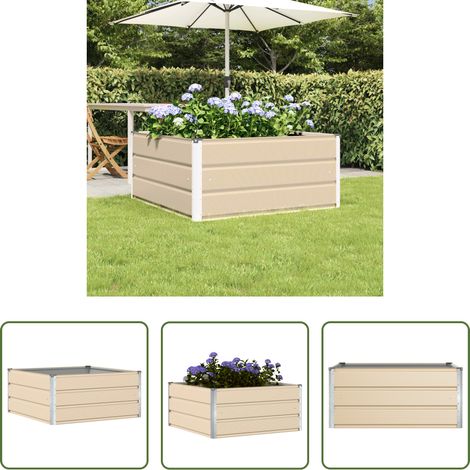 Terrassenplanter -  Pflanzkübel Elfenbein 100 x 100 x 45 cm Stahl (1/5)