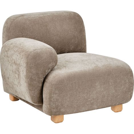 Modulo divano angolare lato destro a 1 posto con tessuto idrorepellente gambe in legno beige Amli