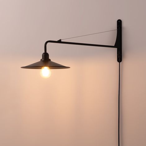 Barcelona Led – Applique murale LED orientable noire mate – Bras pivotant 180° – Éclairage E27 jusqu'à 40W – Design rétro-industriel