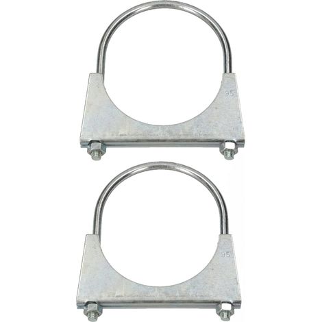 KOTARBAU- Lot de 2 colliers de serrage pour tuyau d'échappement - 95 mm - Pour montage d'antennes, de tuyaux, de mâts - Collier de serrage universel pour raccords de tuyaux (1/5)