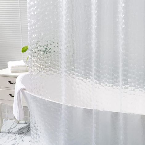 Rideau de Douche 180x200 cm avec Aimant en Bas, Rideau Salle de Bain Semi-Transparent Imperméable Anti-moisissure avec Motif 3D (1/5)