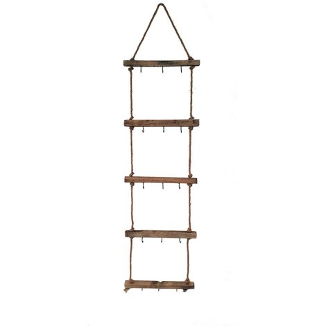 Leiter zum Aufhängen - 5 Ebenen / 15 Haken - 120 x 30 cm - Wand Deko zum Hängen