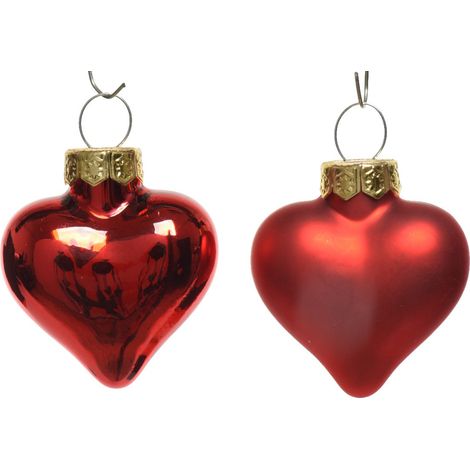 Mini coeurs en verre à suspendre. Lot de 12
