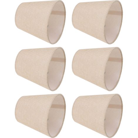 Lot de 6 abat-jour cylindriques en lin avec support en fer pour lampe domestique (1/5)