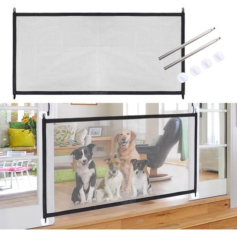 Barrière Chien en Maille Barriere de Securite Extensible pour Chiens Enfants Barriere Filet Animaux Pliable Portable Barrière de Porte Escalier Chien Porte Magique pour Animaux de Compagnie 18072CM (1/5)