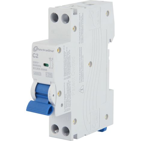Interruttore magnetotermico 2A, curva C (protezione contro sovracorrenti/cortocircuiti), 1P+N, 4,5kA, 240V