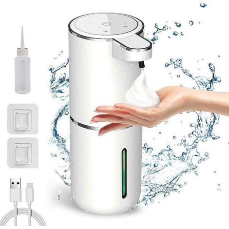 Distributeur Savon Automatique, 380 ml Distributeur Savon Mousse avec Capteur de Mouvement Infrarouge, USB R DISTRIBUTEUR DE (1/4)