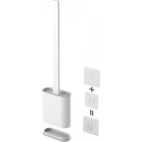 1pc Toilet Brush: Super hygienic white silicone flexible toilet brush, soft plastic household toilet brush with base. (1/4)