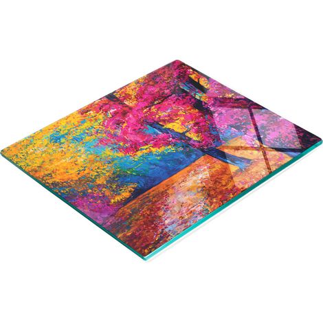 Tablero de vidrio decorativo multifuncional para cocina, estilo impresionista, 60x52 cm.