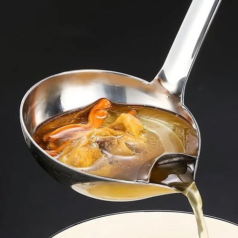 Separatore per pentole monoblocco, separatore per olio, utensile da cucina, mestolo per zuppa in acciaio inox, separatore per salse e grassi, schiumarola (1/4)