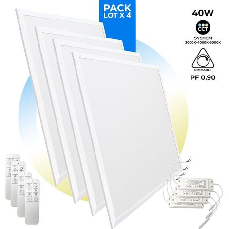 4er-Pack LED-Einbaupanels slim CCT mit Fernbedienung - 60x60 cm