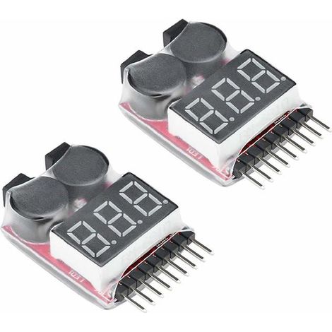 Testeur RC 2-8S LiPo - Moniteur de tension cellulaire avec alarme basse tension et LED (2 pcs) (1/4)