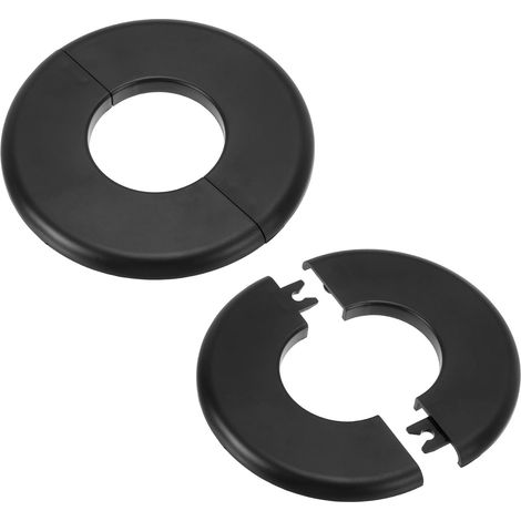 Plaque d'Écussons Auto-Adhésive Ronde en ABS 1.73"/44mm, 2pcs Couverture Murale pour Tuyau d'Eau, Cache Mitigeur Douche Boucles Rosace Robinet Chauffage Plomberie Mural, Noir (1/5)
