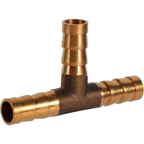 Raccord de tuyau de carburant barbelé, 3 voies en T - Raccord de tuyau en laiton - Adaptateur pour carburant, air, eau, gaz, huile(8mm) (1/5)