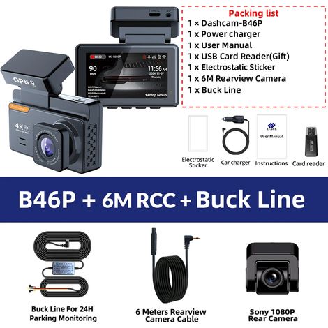 (Carte SD non requise) Caméra embarquée 4K 3 pouces avec double objectif, GPS et Wi-Fi (1/5)