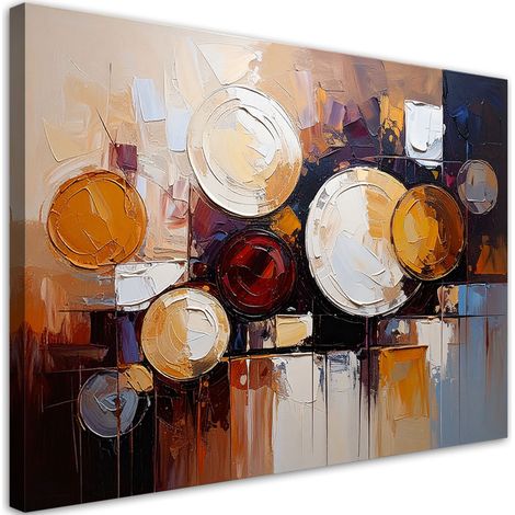 Quadro su tela, Astrattismo Cerchi Cerchi nei toni del beige - 120x80 (1/3)