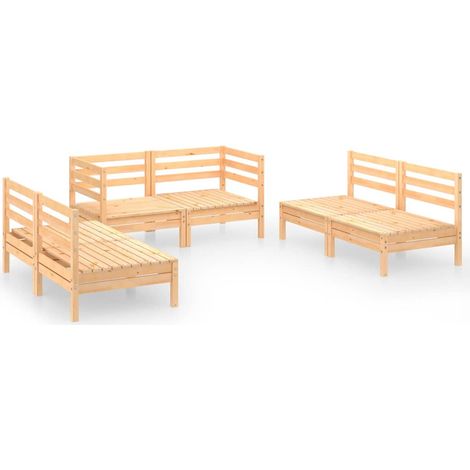 Maison Exclusive - 6-tlg. Garten-Lounge-Set Massivholz Kiefer (1/5)