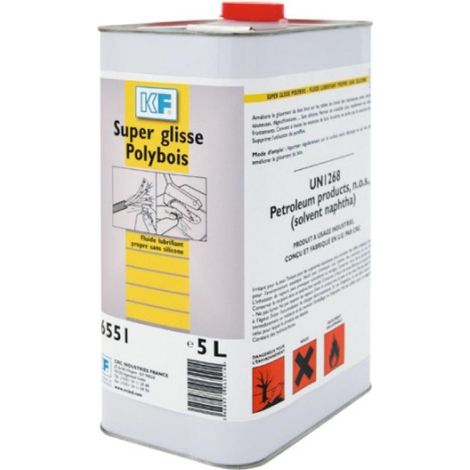 Lubrifiant SUPER GLISSE POLYBOIS 5 L – Fluide lubrifiant propre sans silicone – Réduit les frottements pour un travail rapide – Incolore et non tachant – KF