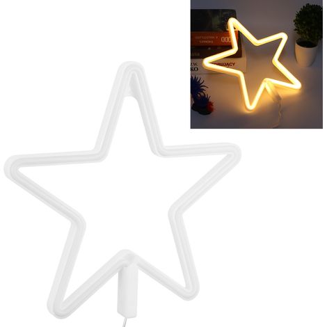 Enseigne lumineuse LED en forme d'étoile, néon pour fête d'anniversaire, salon, alimentation USB/piles, couleur chaude (1/5)
