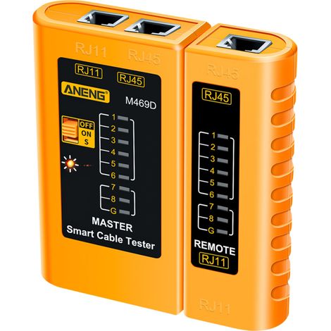 Tester de Câbles Réseau M469D, Instrument d'Appairage pour Lignes Téléphoniques Compatible RJ11 RJ45, avec Indicateur LED, Vérification d'On-off (1/5)