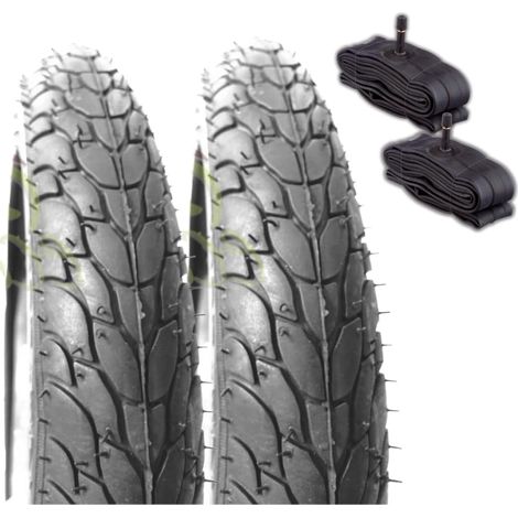 2 COPERTONI 14 x 1.75 (47-254) + 2 CAMERE D'ARIA AMERICA SCHRADER NERI CITY BIKE BICI BAMBINO (1/3)