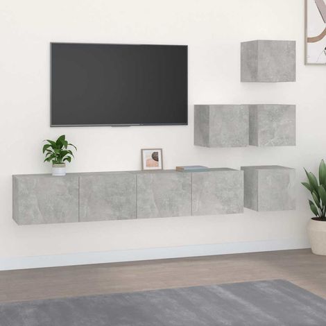vidaXL Mueble de pared de TV madera contrachapada gris hormigón (1/5)