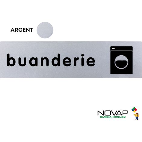 Plaque de porte Buanderie - Classique argent 170x45mm - 4321400
