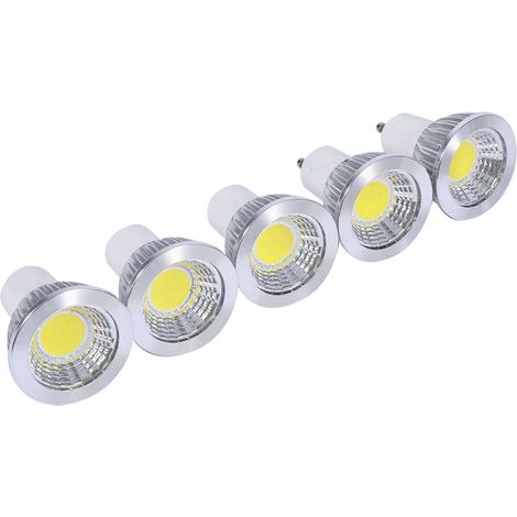Spot Led GU10 - Ampoule COB 3 W - Blanc Froid 6000 K - Pour Éclairage Intérieur - Lot De 5