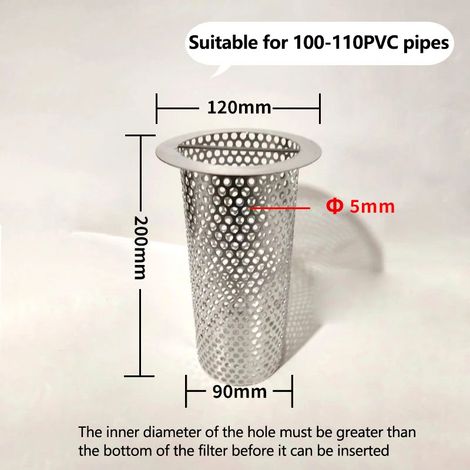 (100-110-20) Grande bonde de fond de baignoire extérieure en acier inoxydable pour piscine, filtre à tamis épais soudé manuellement sur mesure (1/4)