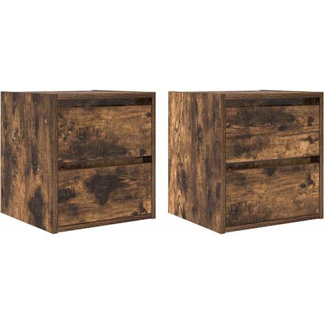 Maison Exclusive - Comodini a Muro 2 pz Rovere Fumo 38x34x40 cm