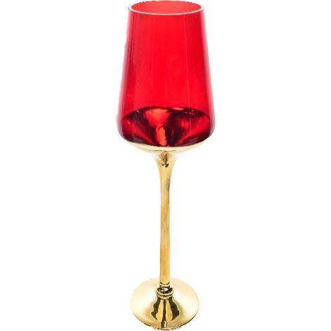 Calice portacandela in vetro per decorazioni natalizie -Verde-Oro / 30 cm (1/2)
