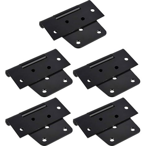 Lot de 5 Charnières Robustes en Acier Carbone pour Porte de Cabanon Charnières Plates Résistantes aux Intempéries pour Portail de Clôture Installation Extérieure pour Porte (1/5)
