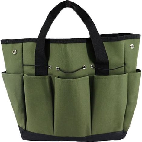 Sac à outils de jardin, 600D Oxford Cloth Garden Tote with Pocket, Organiser, Garden Plant Tool Set - Army Green (1/5)