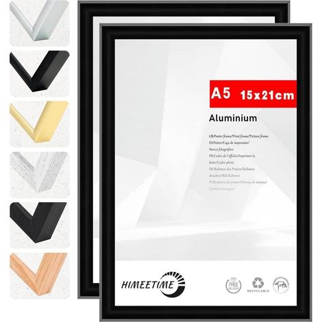 Bilderrahmen A5 14,8x21 cm Schwarz Alu Schwarz A5(14.8x21cm) 2x (1/5)
