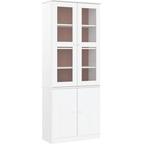 Vitrine en verre ALTA blanc 77x35x186,5 cm bois de pin massif