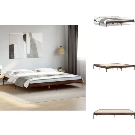 Cadre de lit sans matelas chêne marron 200x200 cm - Cadre De Lit - Lit Double - Lit En Bois - Lit Design - Meuble Chambre (1/5)