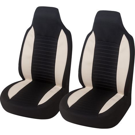 Housse de siège avant de voiture, protection monobloc en forme de baquet, compatible avec les airbags, pour intérieur de voiture, convient aux SUV et camions (beige) (1/5)