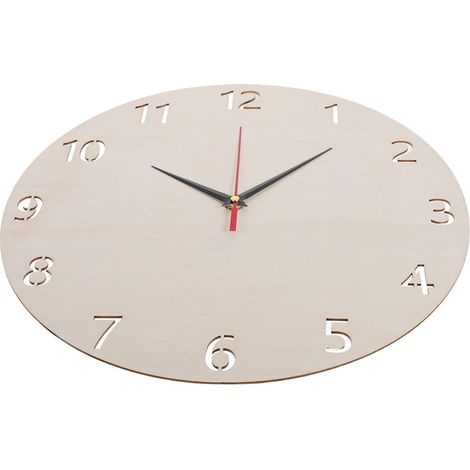 2 Ensembles de Cadrans D'horloge en Bois Beige Ronds 30cm avec Aiguilles de Rechange pour Projets Artistiques et Artisanat en Classe (1/5)