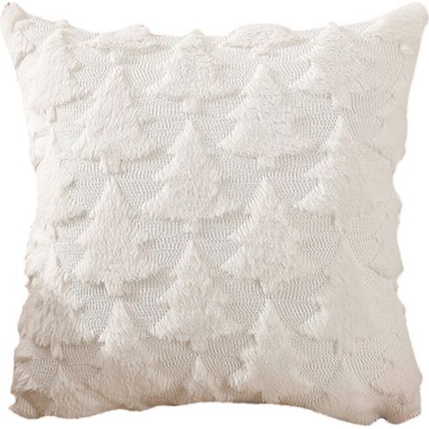 Weihnachtskissenbezug 45x45 cm, gestreiftes Weihnachtskissen, festlicher Sofakissenbezug, Plüschkissenbezug mit Weihnachtsbaum- und Schneeflockenmuster, winterliche Dekoration im Landhausstil.