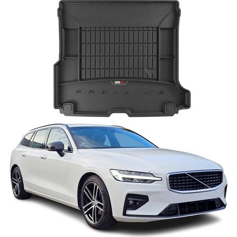 Tapis de Coffre 3D TPE Premium Compatible avec Volvo V60 II 2018-2022  Bac de Protection de Coffre Intérieur antidérapant Revêtement de Coffre Bords Hauts pour Voiture Noir (1/5)