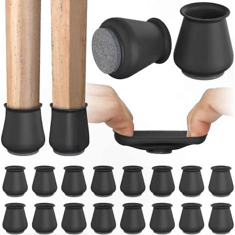 Set mit 16 Silikon-Stuhlbeinkappen, mit Filz ausgekleidet, kratzfest, rutschfest, Möbelgleiter, Bodenschoner, Fußkappen (1/5)