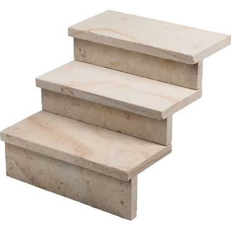 Dessus de marche Pierre de Bourgogne Beaunotte Beige 60x30x3,8 cm Bord Droit (à l'unité) - RO'MA NATURE (1/4)