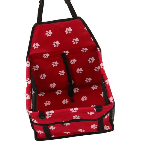 Siège auto pour animaux de compagnie imperméable, respirant et antidérapant avec laisse de sécurité intégrée, panier pour chien, chiot ou chat rouge (1/5)