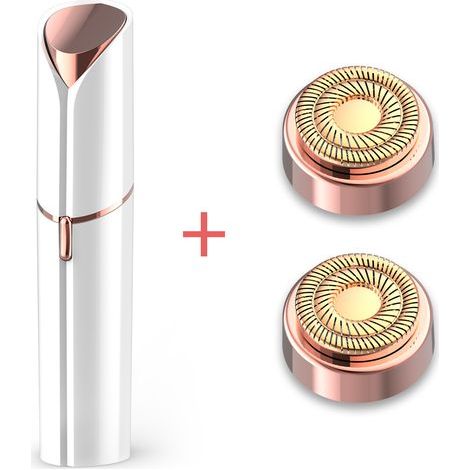 AquaForge Facial Hair Remover for Women (White) with Two Replacement Heads, Quiet and Washable Shaver, Painless Facial Shaver for Lips and Face