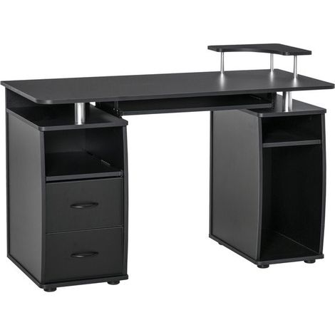 Bureau informatique multimédia en bois BELFAST noir (1/5)